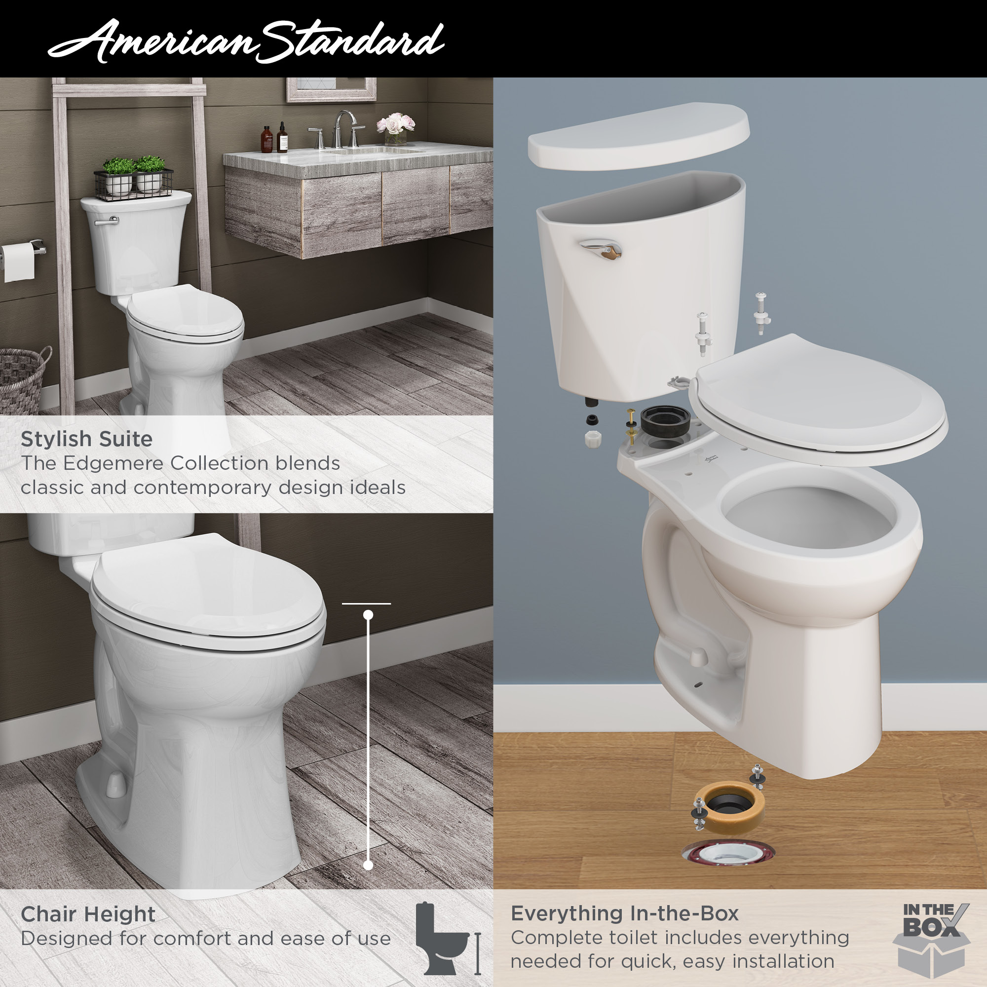 Edgemere TwoPiece 1.28 gpf/4.8 Lpf Chair Height Round Front 10Inch